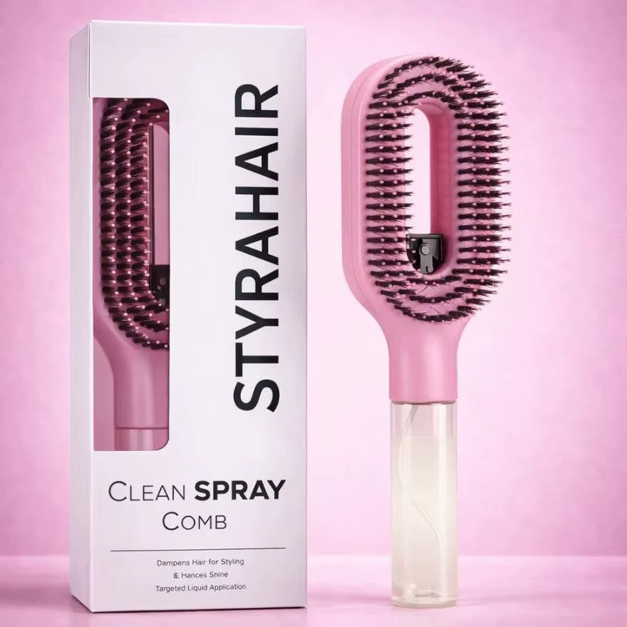 2-in-1 Ionic Hair Mist Brush with Built-In Spray Bottle – Pink
