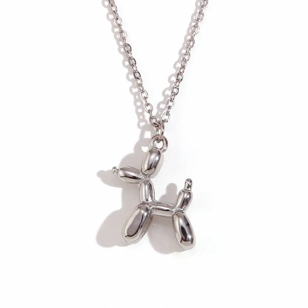 Stainless Steel Cute Animal Balloon Dog  Necklace