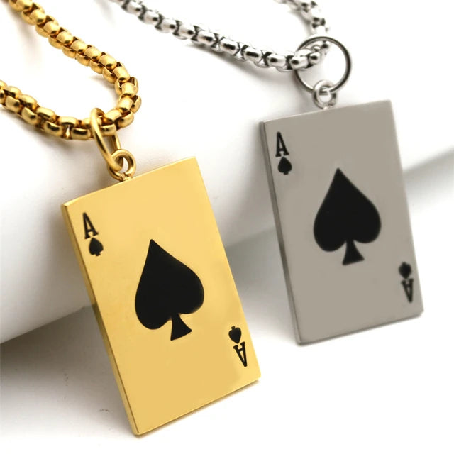 Stainless Steel Ace Of Spades Necklace