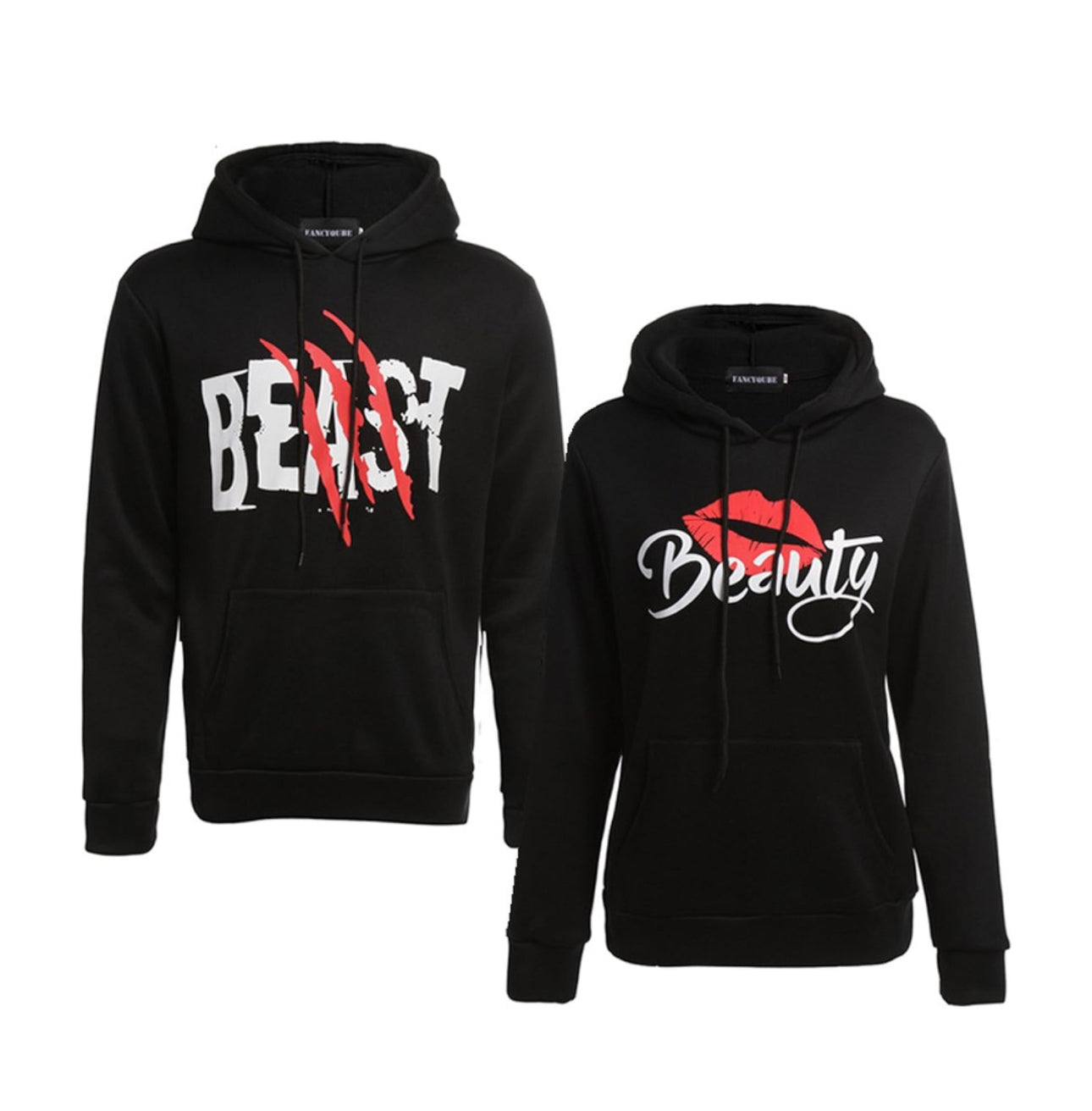 Beauty and Beast Matching Couples Hoodies 1pc