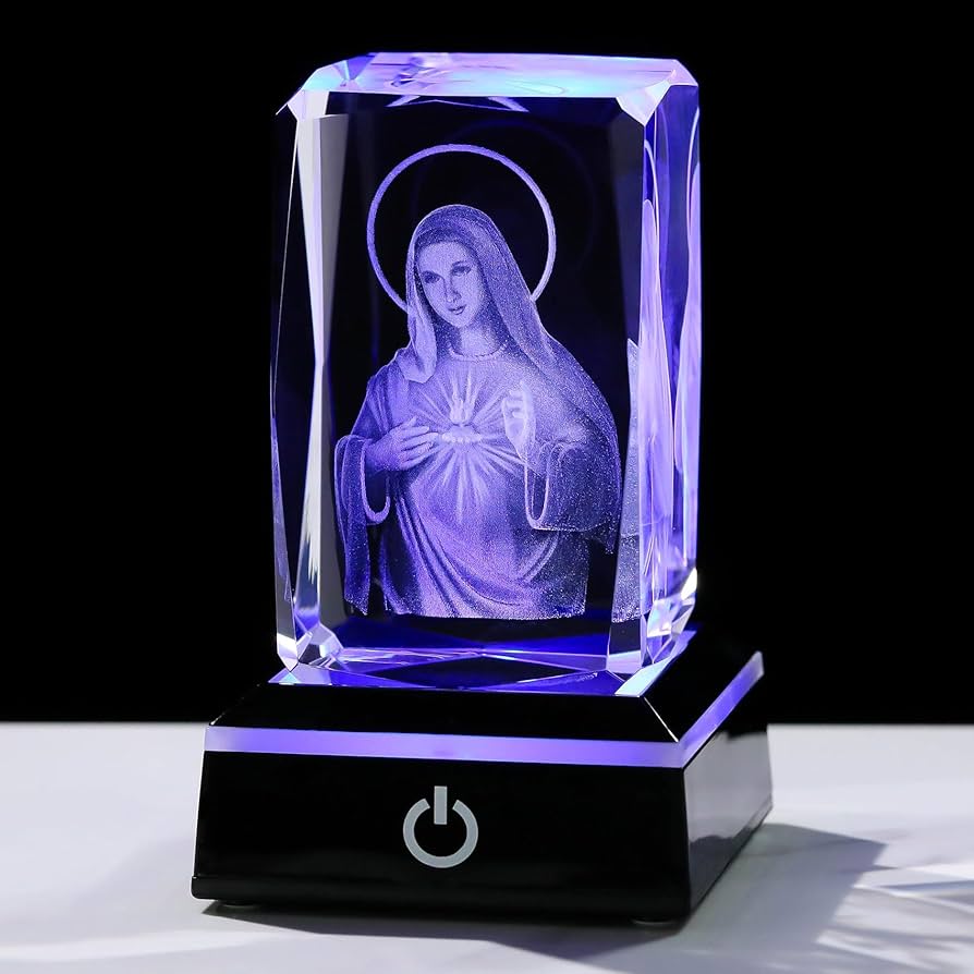 K9 Glass Crystal 3D Laser Engraved Virgin Mary Lamp