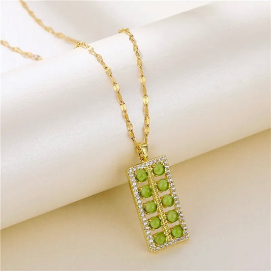 10 Cat Eye Quartz Zircon Necklace