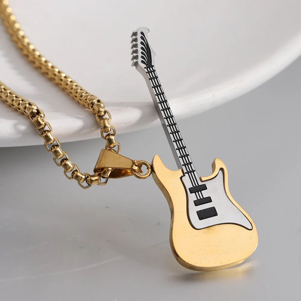 Stainless Steel Guitar Necklace