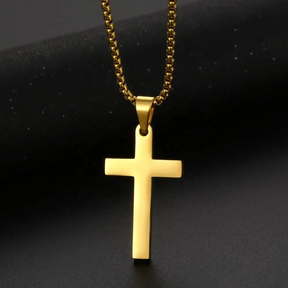 Customizable Stainless Steel Cross Necklace with Engraving