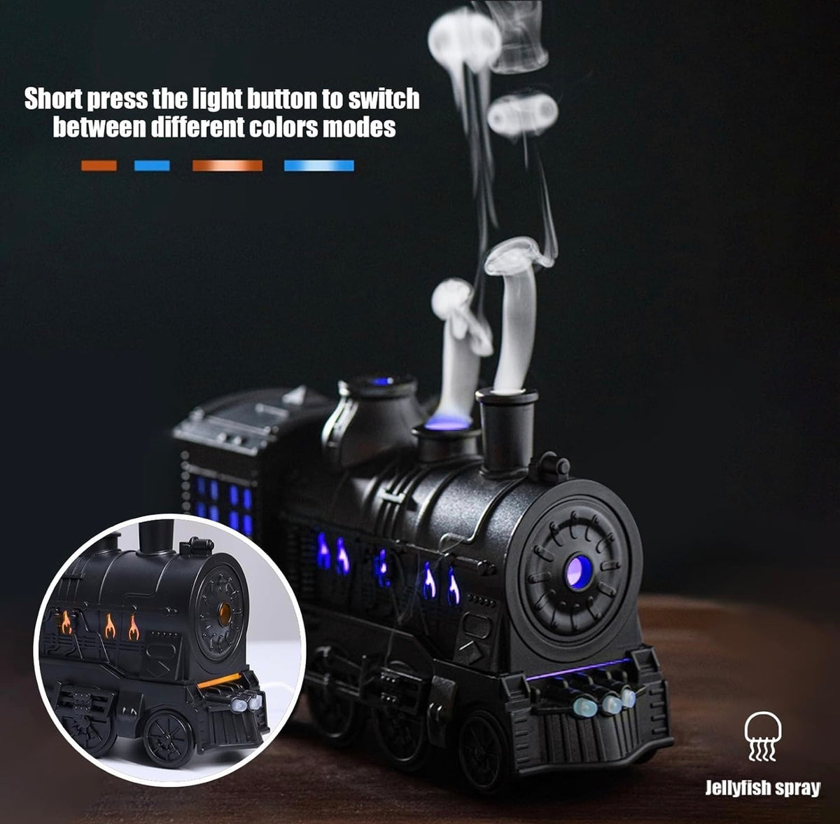 Train-Shaped 300 mL Humidifier & Essential Oil Diffuser with Remote