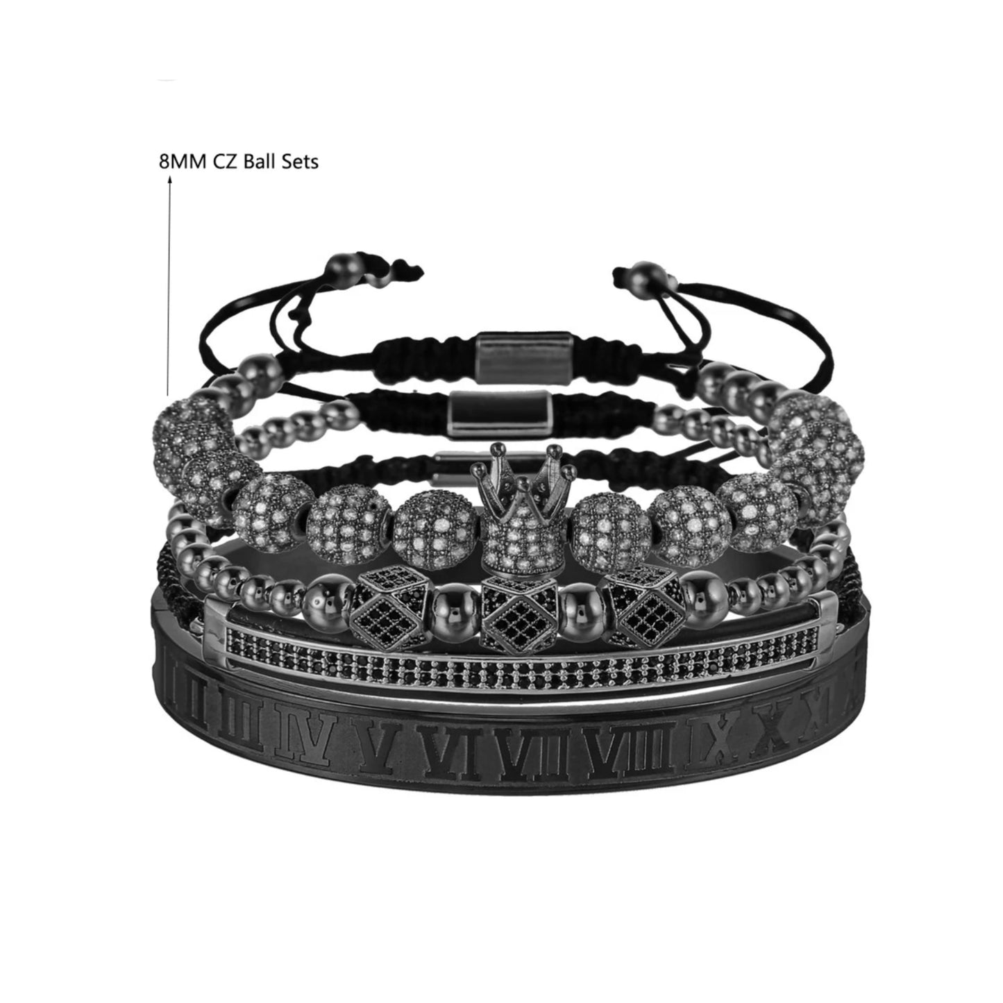 Stainless Steel 4pc Roman Bracelet Sets