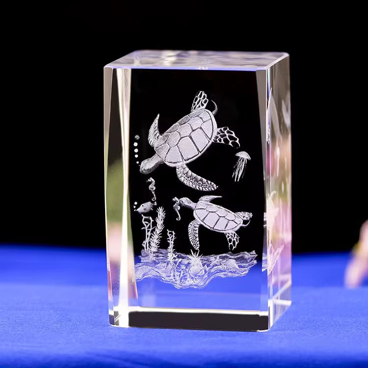 K9 Glass Crystal 3D Laser Engraved Sea Turtles Lamp