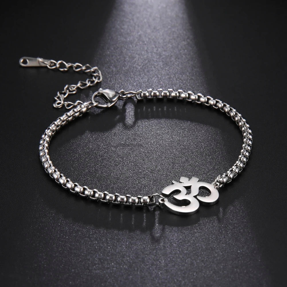 Stainless Steel Hindu “OM” Symbol Adjustable Bracelet