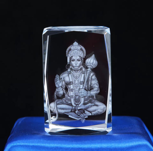 K9 Glass Crystal 3D Laser Engraved Hindu God Lamp (Lord Hanuman)
