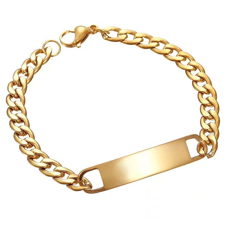 Customizable 18k Gold-Filled Stainless-Steel Cuban Bracelet with Engraving