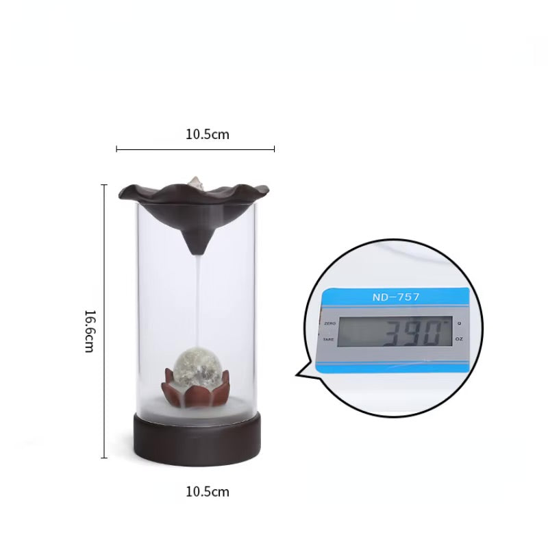Ceramic LED Crystal Ball Designed Wind Proof Back-Flow Incense Holder + 10 Free Incense Cones