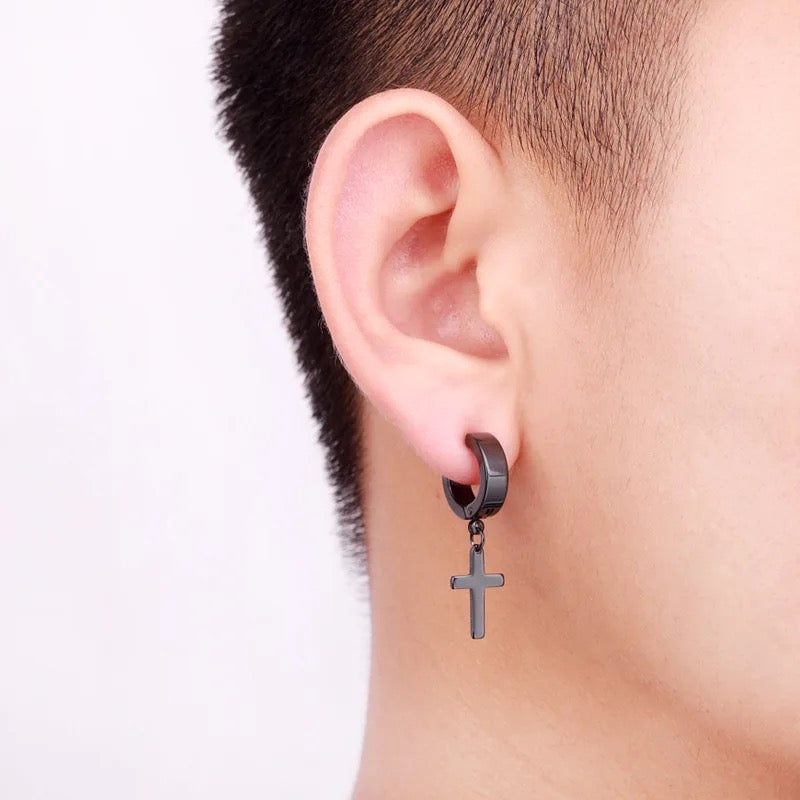 Unisex-Men’s Stainless Steel Cross Earrings