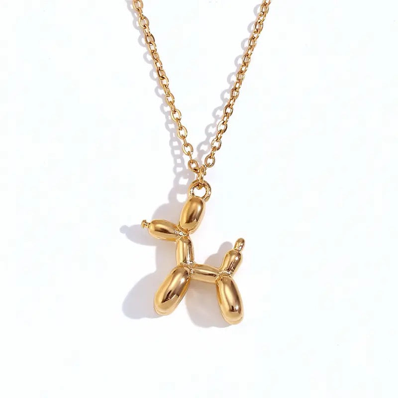 Stainless Steel Cute Animal Balloon Dog  Necklace