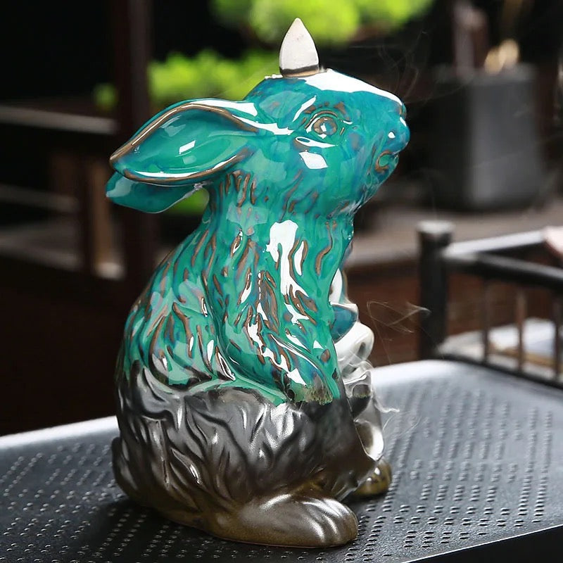 Rabbit Back-Flow Incense Holder + 10 Free Incense Cones