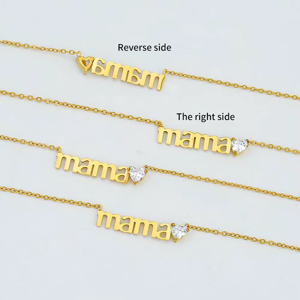 High Quality Stainless Steel ‘Mama’ Zircon Necklace