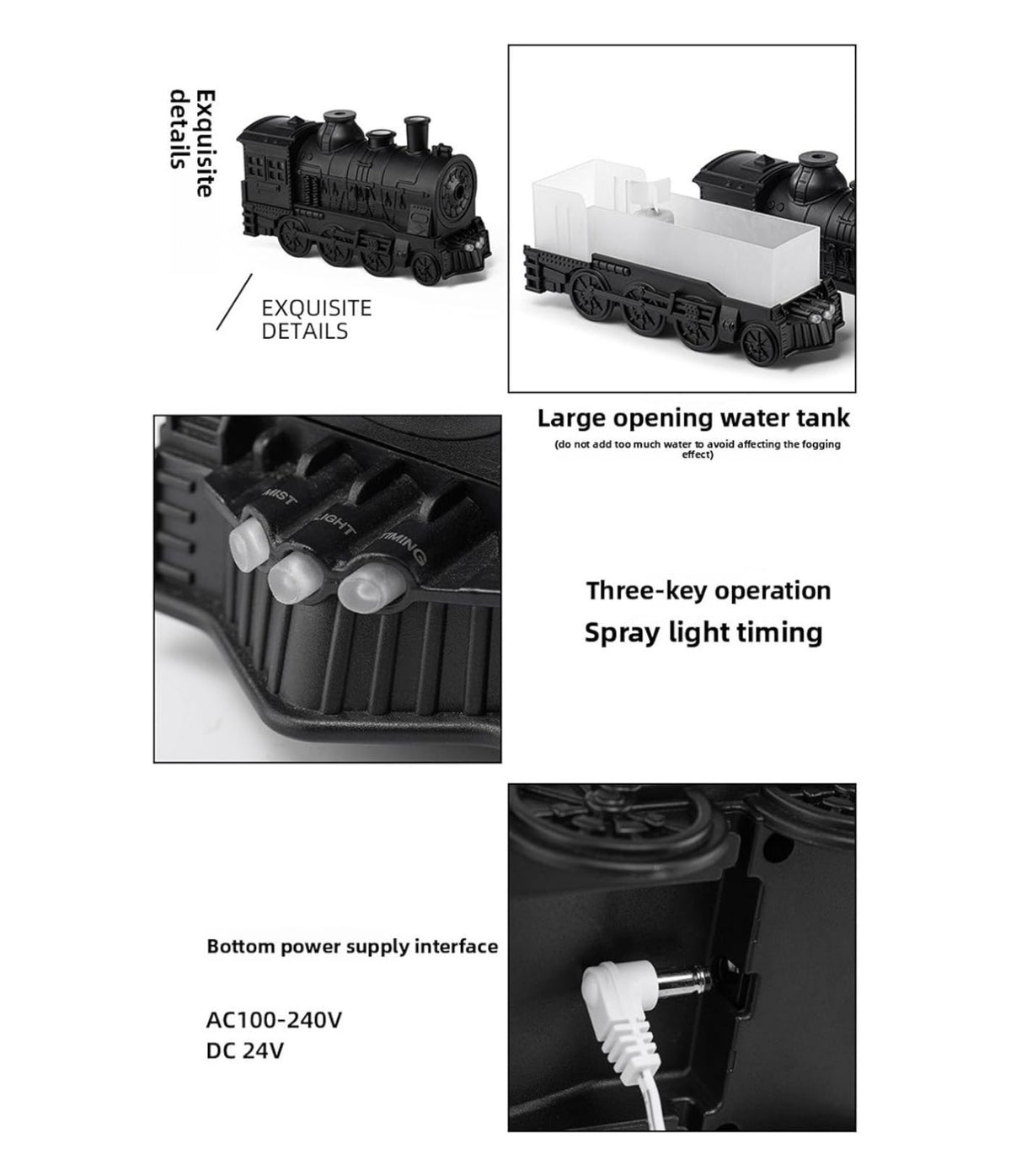 Train-Shaped 300 mL Humidifier & Essential Oil Diffuser with Remote