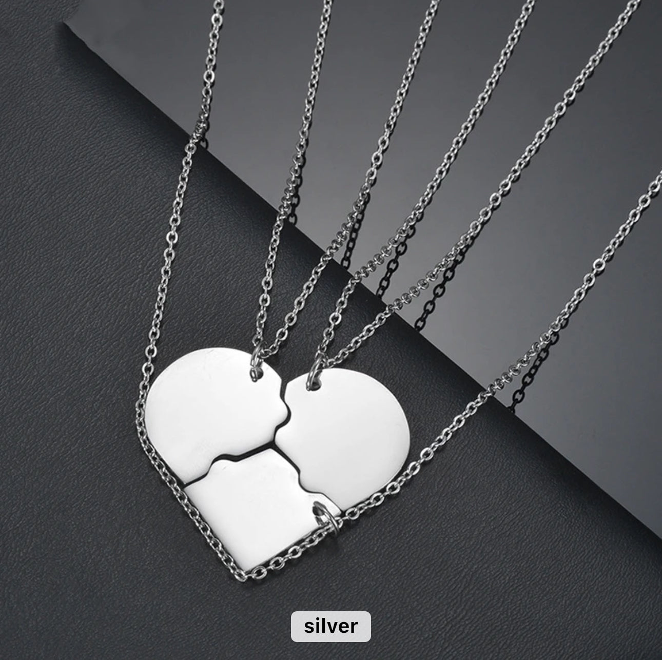 Customizable Stainless Steel 4pcs Heart with Engraving