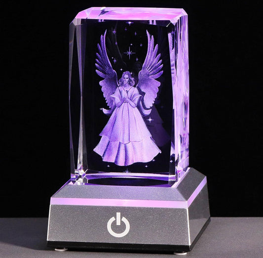 K9 Glass Crystal 3D Laser Engraved Guardian Angel Lamp