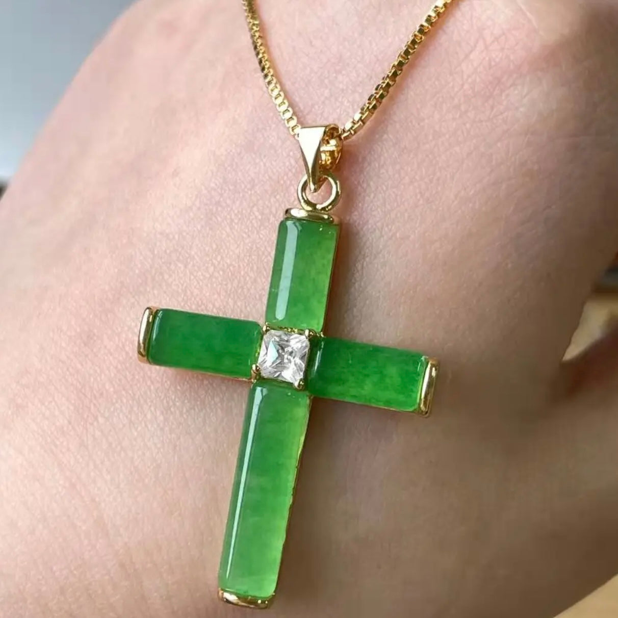 Jade Cross Necklace