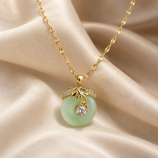 Stainless Steel Rose Jade Necklace