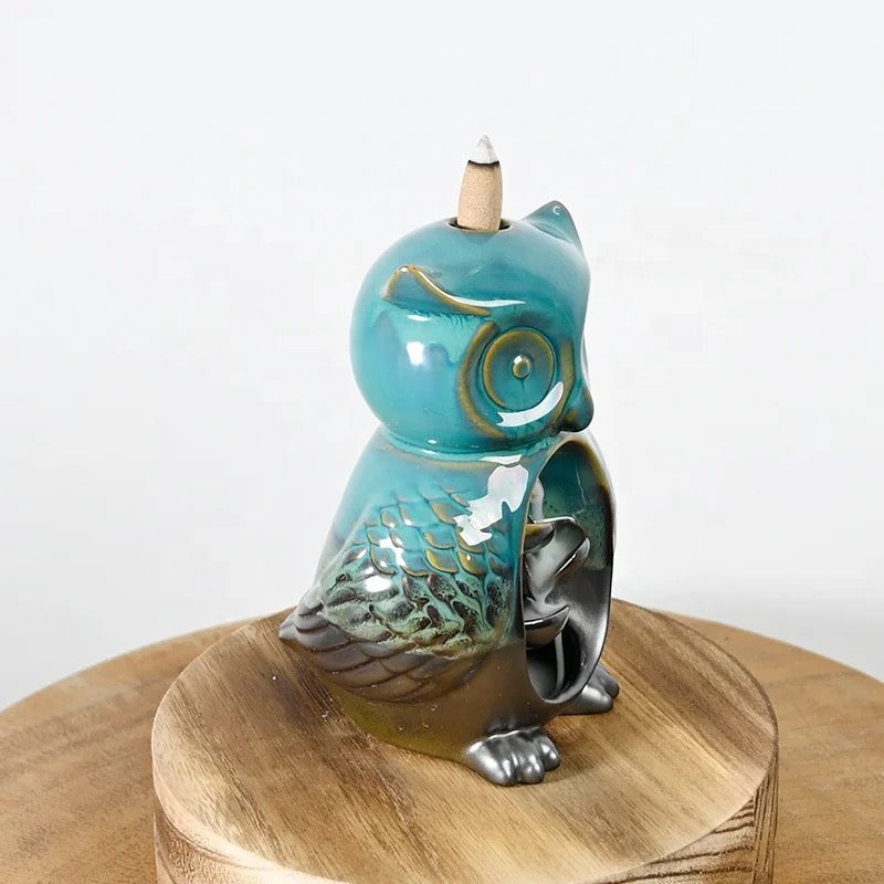 Owl Incense Holder +10 Free Back-Flow Incense