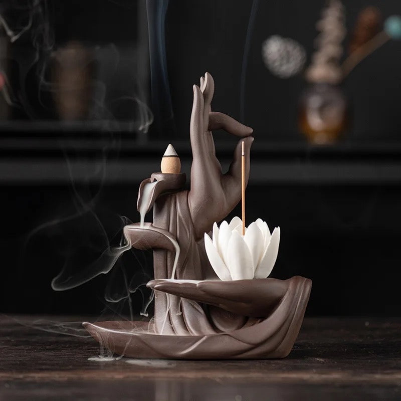 Buddha Vitarka Incense Holder + 10 Free Back-flow Incense