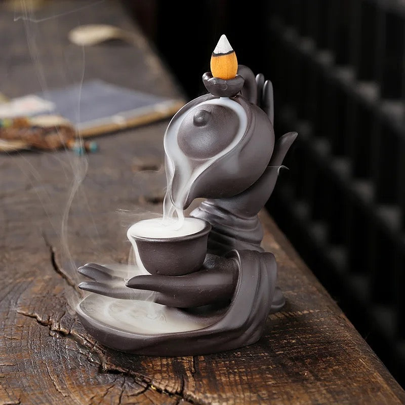 Tea Pot Incense Holder + 10 Free Back-Flow Incense Cones.