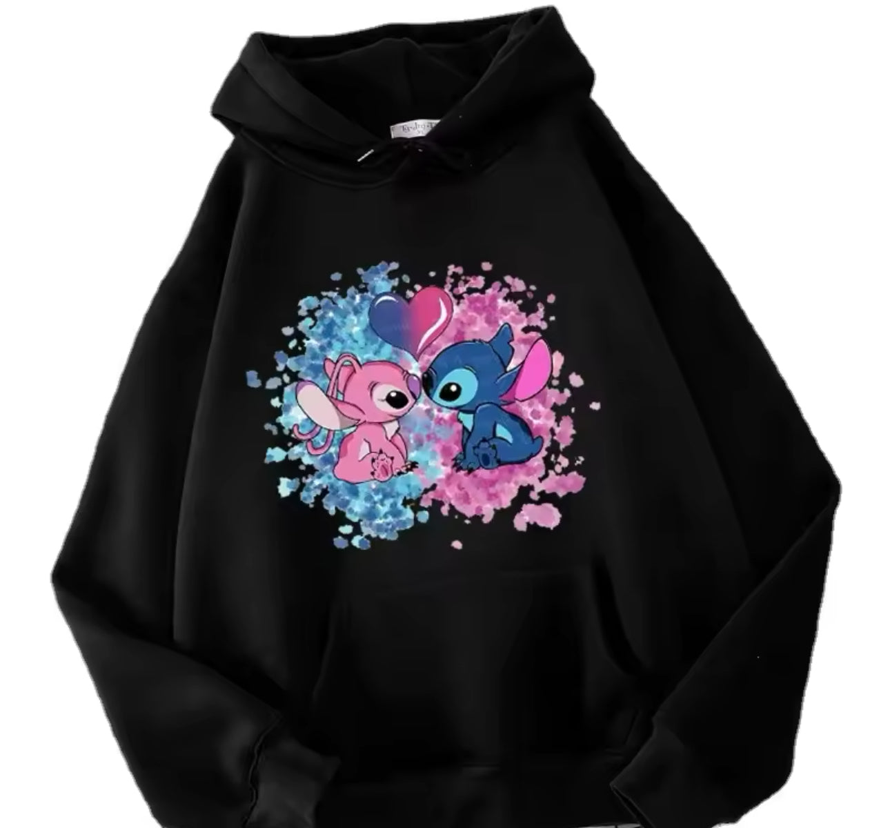 Stitch & Angel Romantic Love Hoodie Design (Pink & Blue)