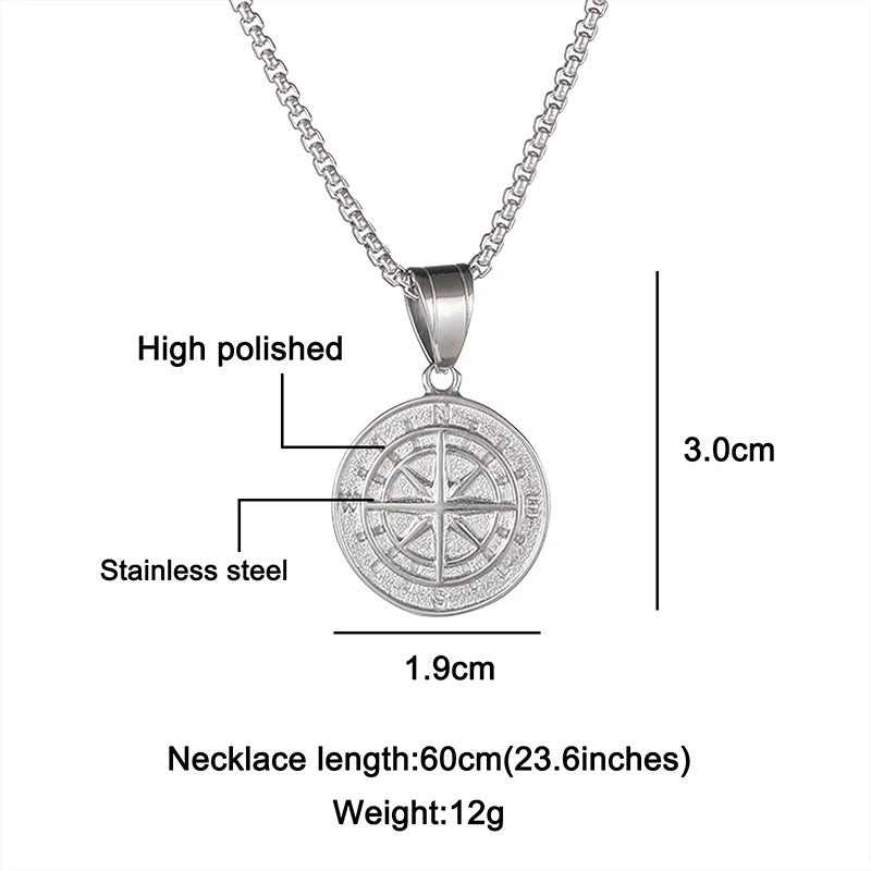 Stainless Steel Compass - Navigation Necklace