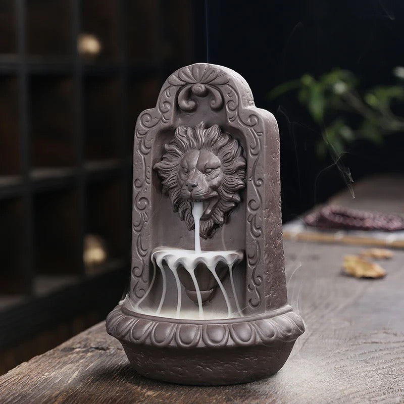 Lion Wall Incense Holder + 10 Free Back-Flow Incense Cones.