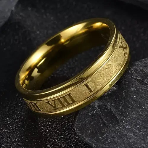 Stainless Steel Roman Numeric Ring