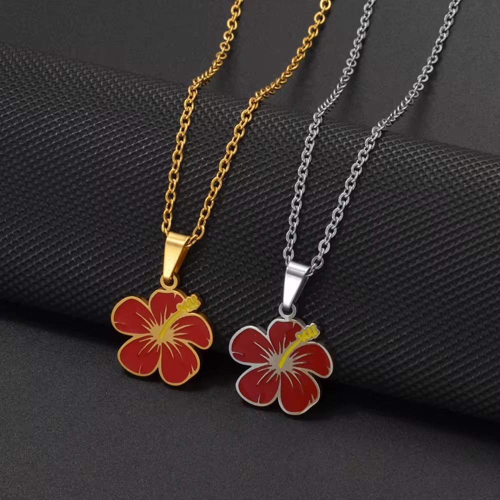 Stainless Steel Hibiscus Necklace
