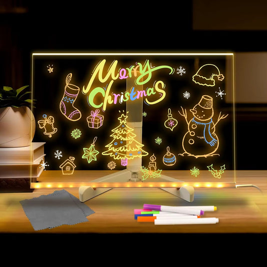 LED Erasable Luminous Acrylic Coloring Writing Board with 7 Color Pens