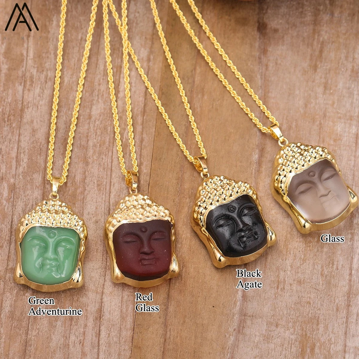 Buddha Head Natural Stone Crystal Necklace