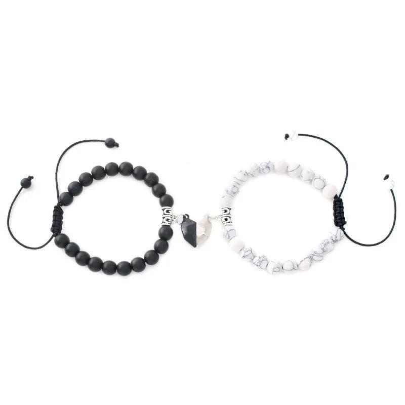 Magnetic Heart Couples Distance Bracelets 8MM (Adjustable)