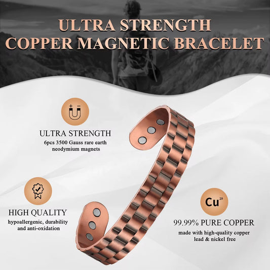 Adjustable Ultra Strength Pure Copper Magnetic Bracelet (99.99% Copper)