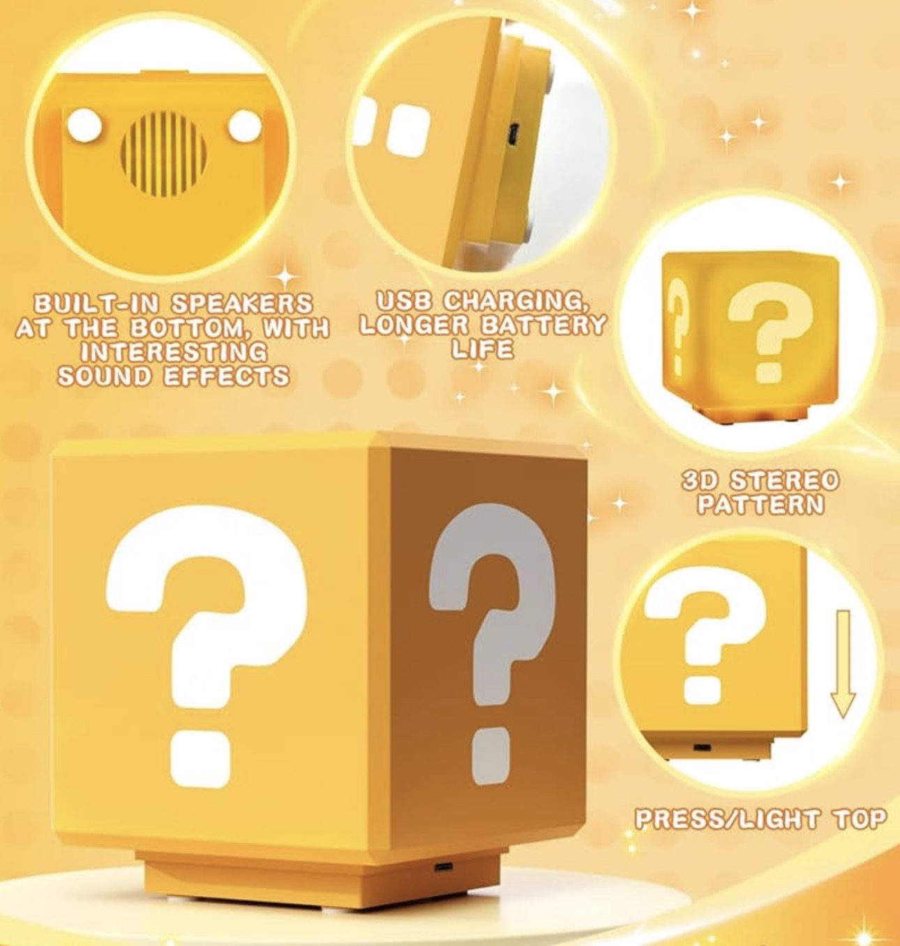 Mario Question Mark LED Night Lamp with Sound Effects