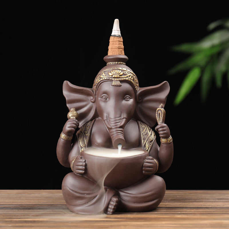 Lord Ganesh Incense Holder + 10 Free Back-Flow Incense Holder