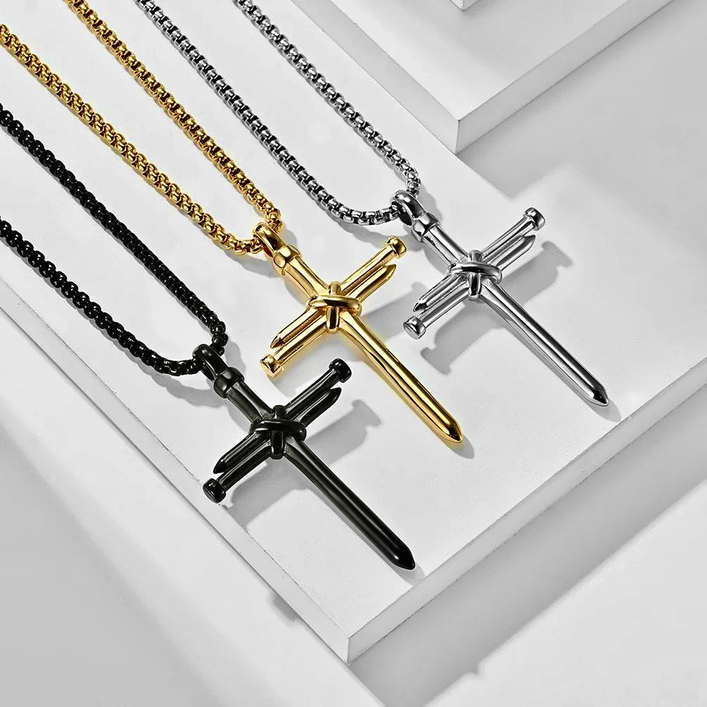 Stainless Steel Nail Cross Necklace