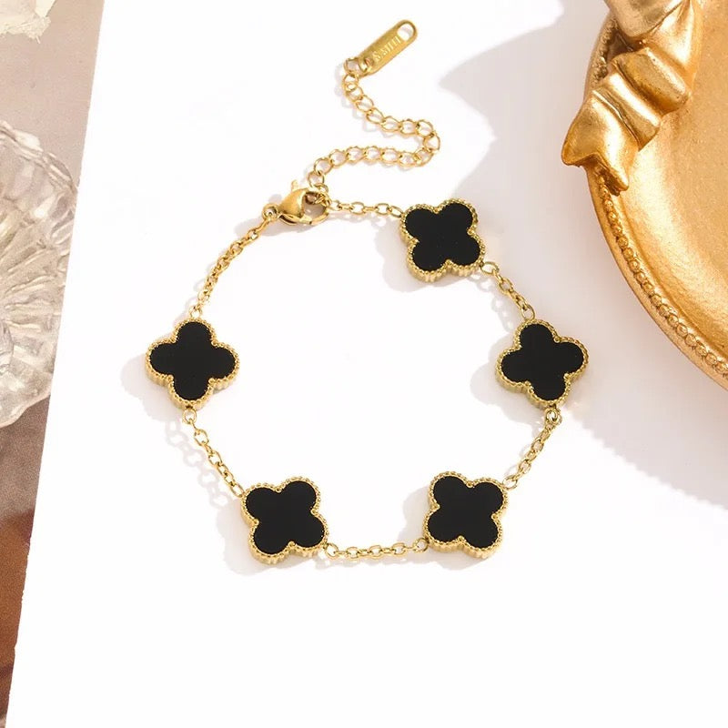 Stainless Steel Van Cleef Design Lucky Four Leaf Clover  Bracelet