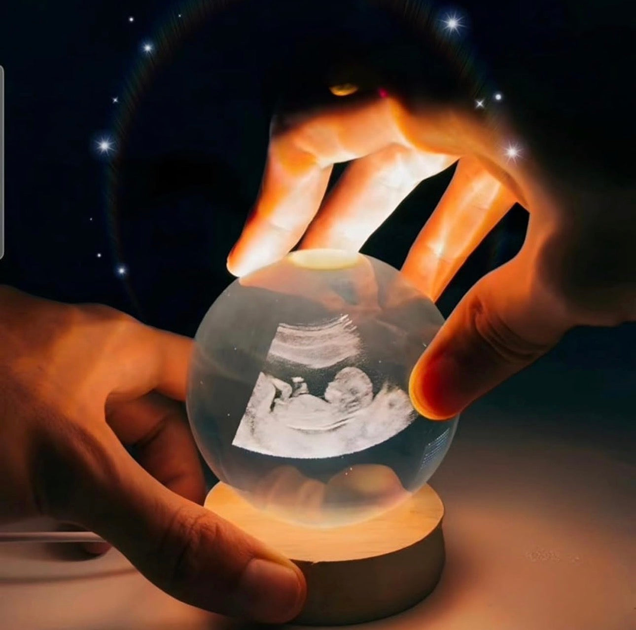 3D Laser Engraved 8cm Glass Crystal Ball Lamp (Ultrasound Baby Picture)