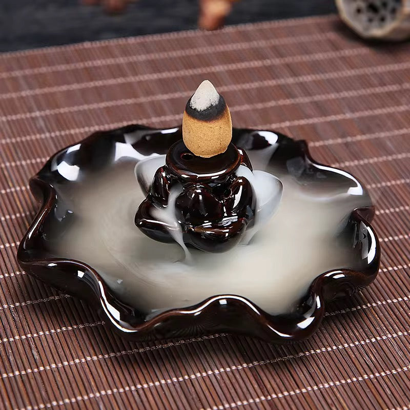 Ceramic Mini Back-Flow Incense Holder + 10 Free Incense Cones
