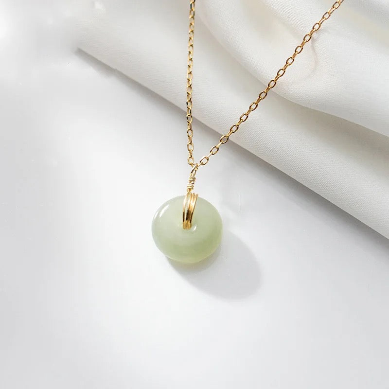 Dainty Jade Donut Necklace