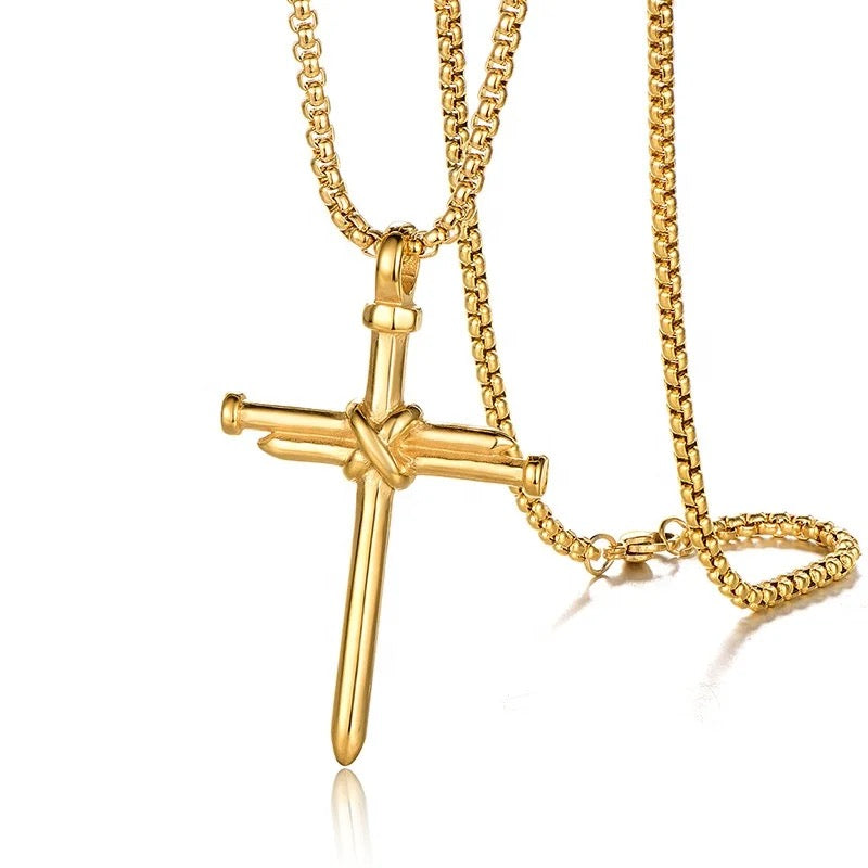 Stainless Steel Nail Cross Necklace