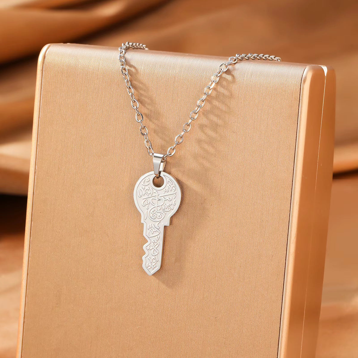 Arabic Happiness Lock & Key Stainless Steel Necklace