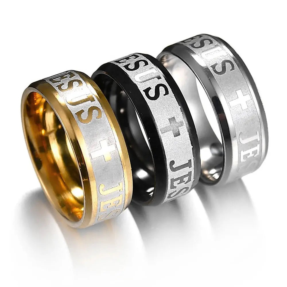 Stainless Steel “Jesus” Religious Christian Rings