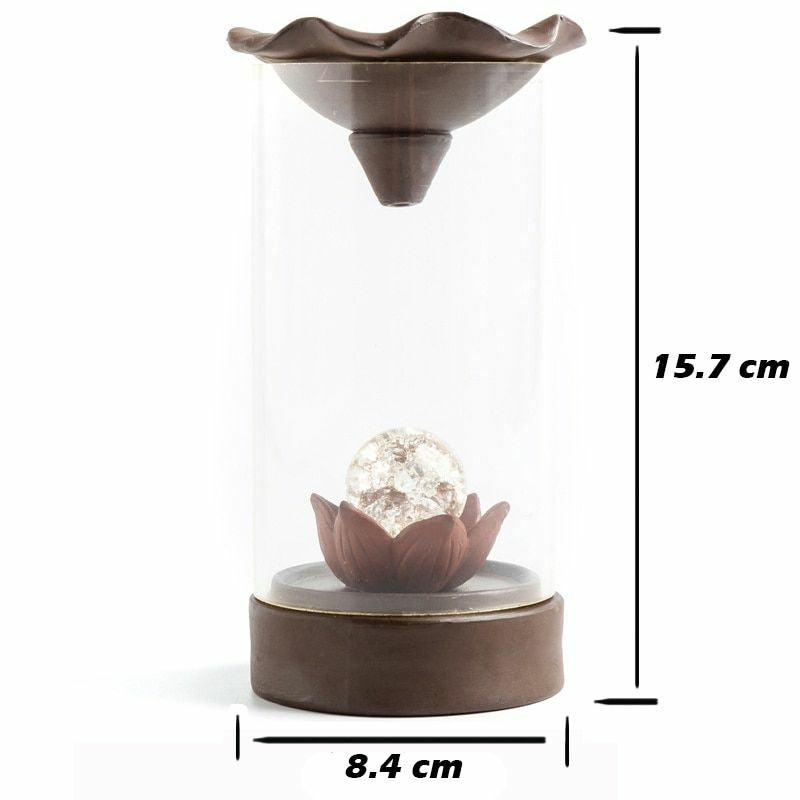 Ceramic LED Crystal Ball Designed Wind Proof Back-Flow Incense Holder + 10 Free Incense Cones