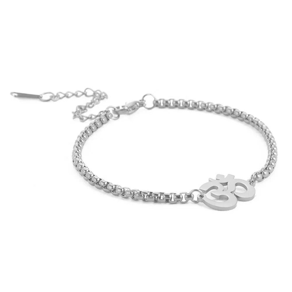 Stainless Steel Hindu “OM” Symbol Adjustable Bracelet