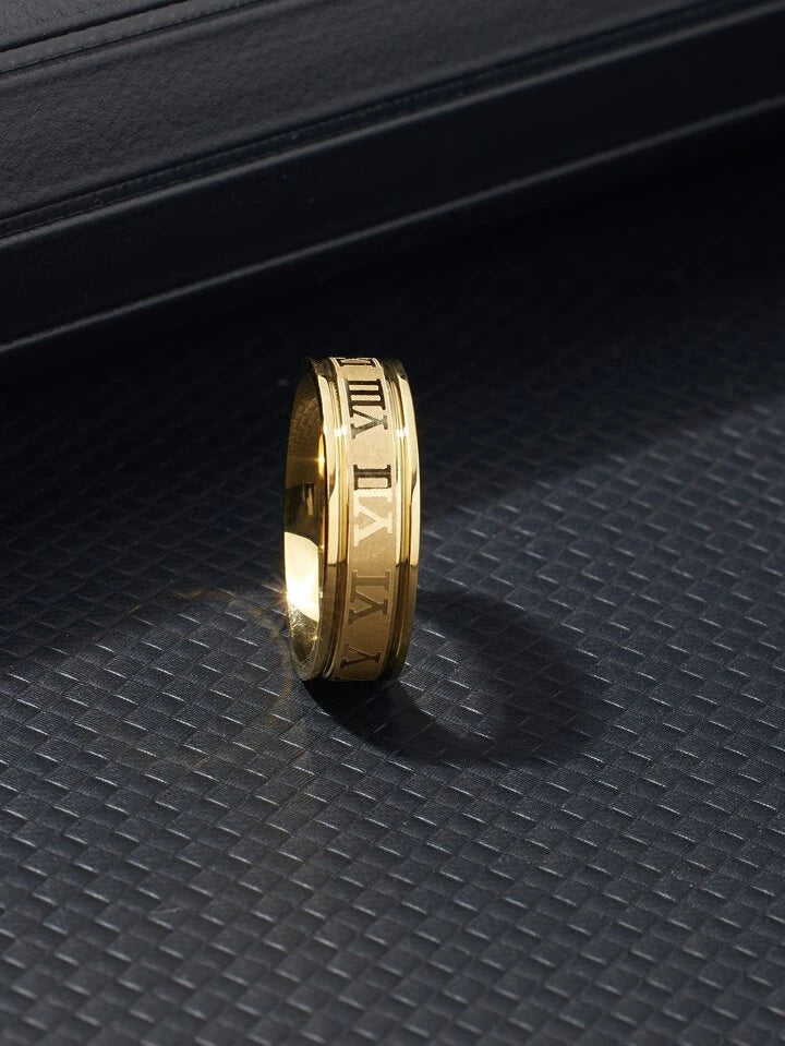 Stainless Steel Roman Numeric Ring