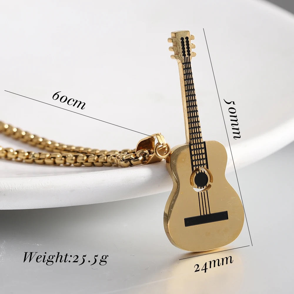 Stainless Steel Guitar Necklace